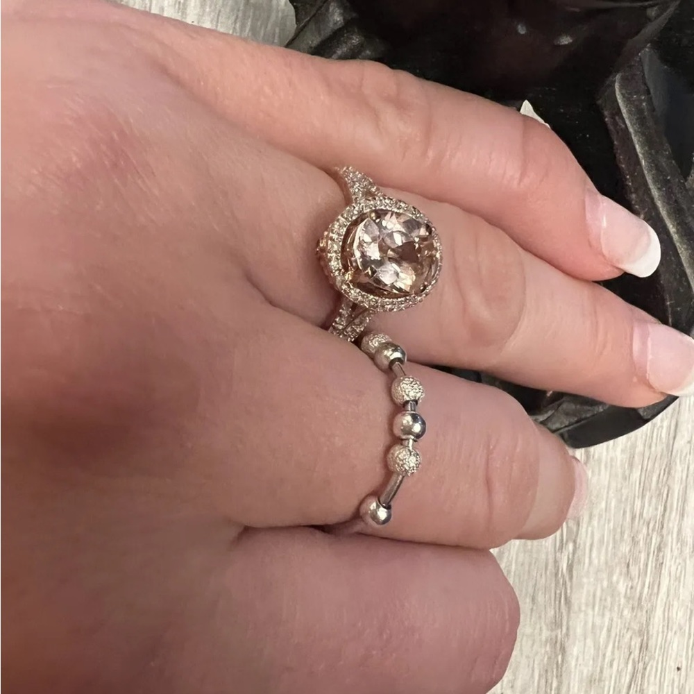 10k morganite and diamonds ring